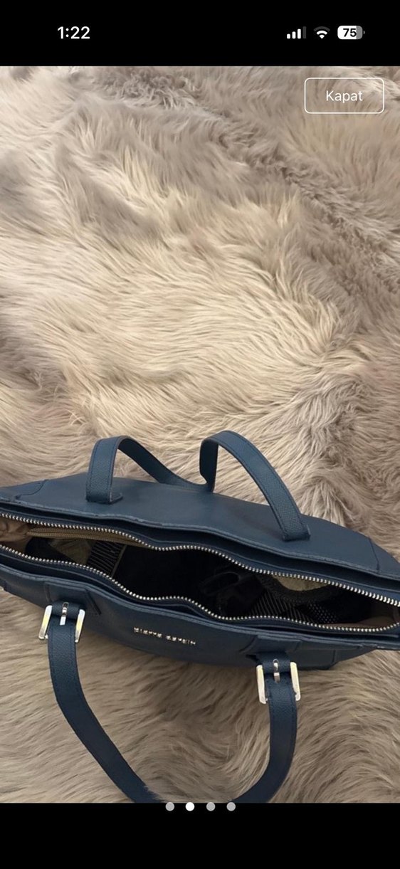 Pierre Cardin Mavi Deri Kadın Çanta - Görsel 3