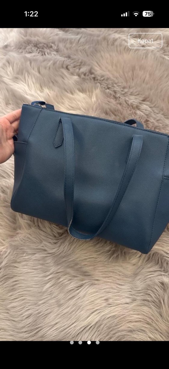 Pierre Cardin Mavi Deri Kadın Çanta - Görsel 2