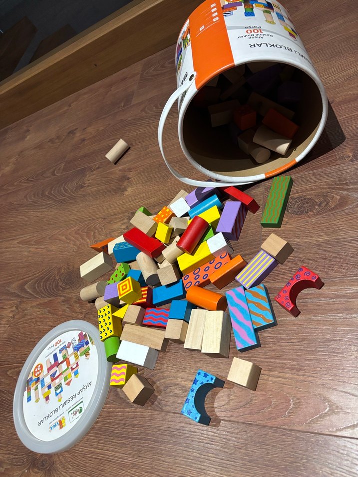 Viga/edu toys-100 Parça Ahşap Resimli Bloklar - 2 Yaş ve Üzeri - Görsel 4