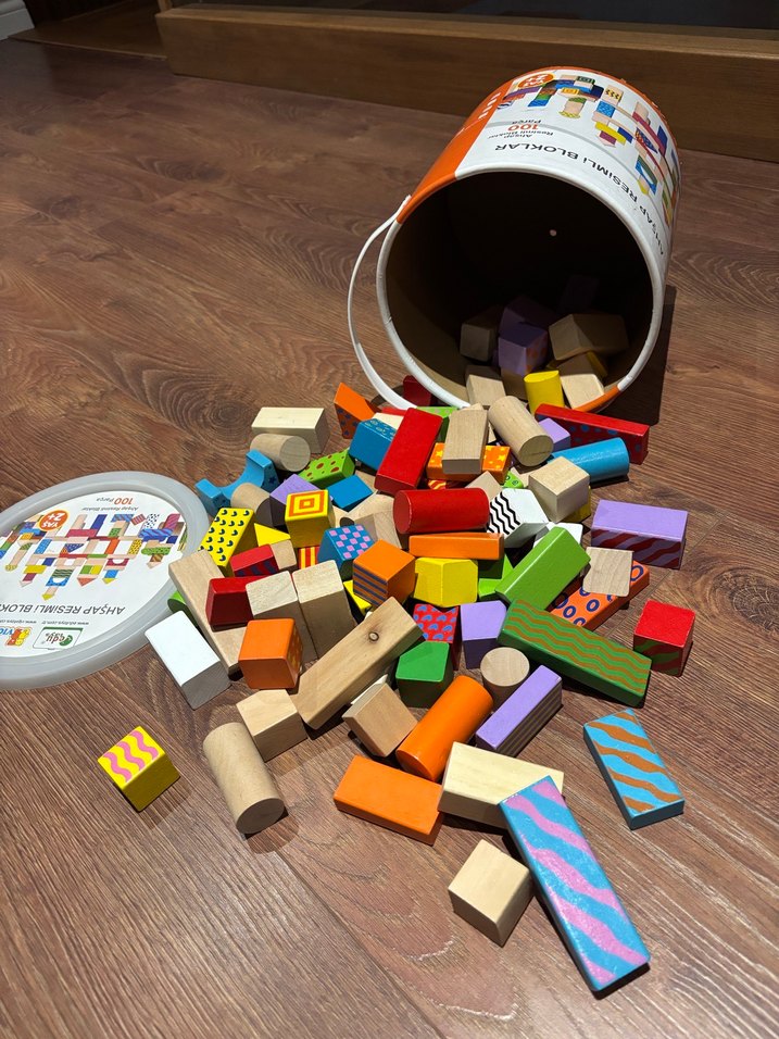 Viga/edu toys-100 Parça Ahşap Resimli Bloklar - 2 Yaş ve Üzeri - Görsel 5