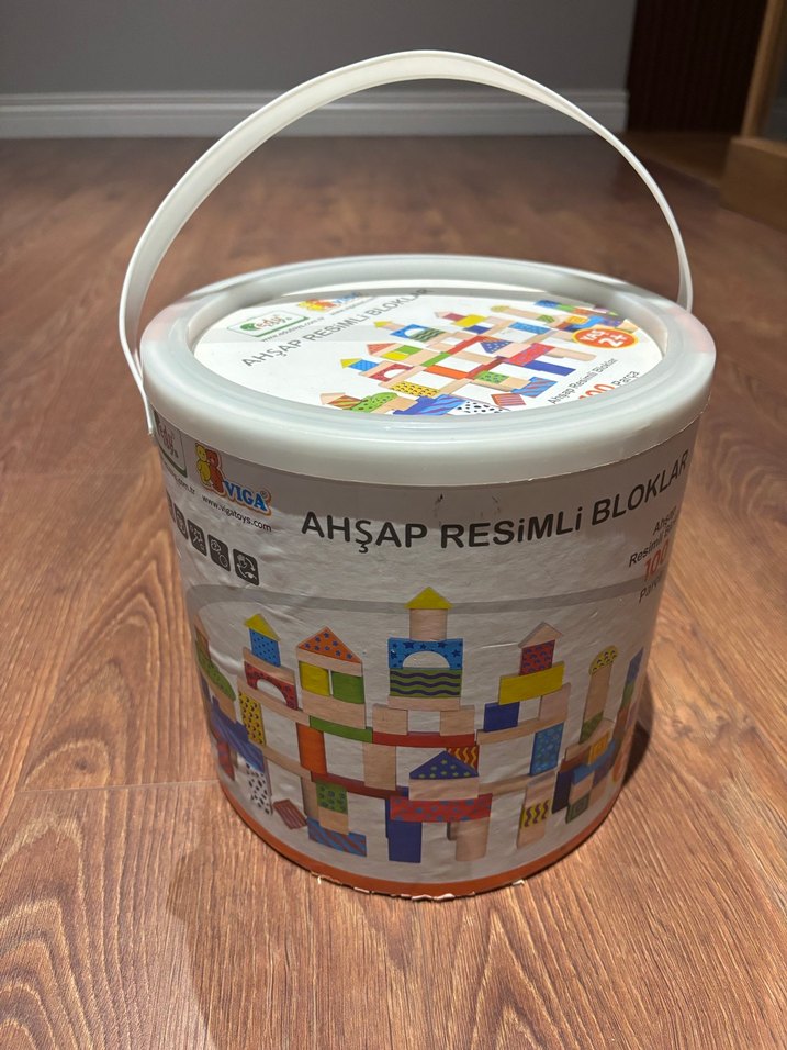 Viga/edu toys-100 Parça Ahşap Resimli Bloklar - 2 Yaş ve Üzeri - Görsel 2