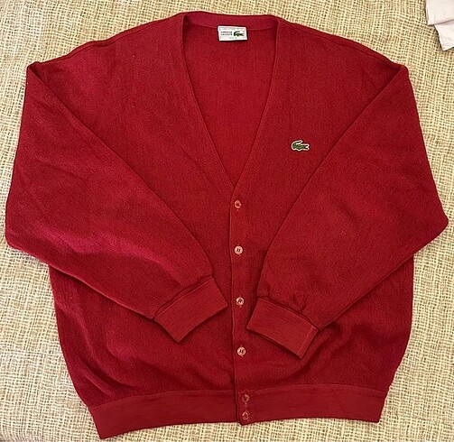 xl Beden bordo Renk Lacoste yün hırka