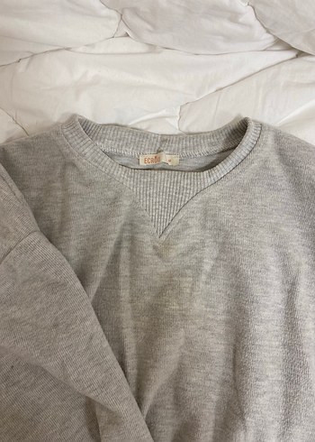 Gri Kadın Uzun Kollu Basic Sweatshirt - Görsel 3