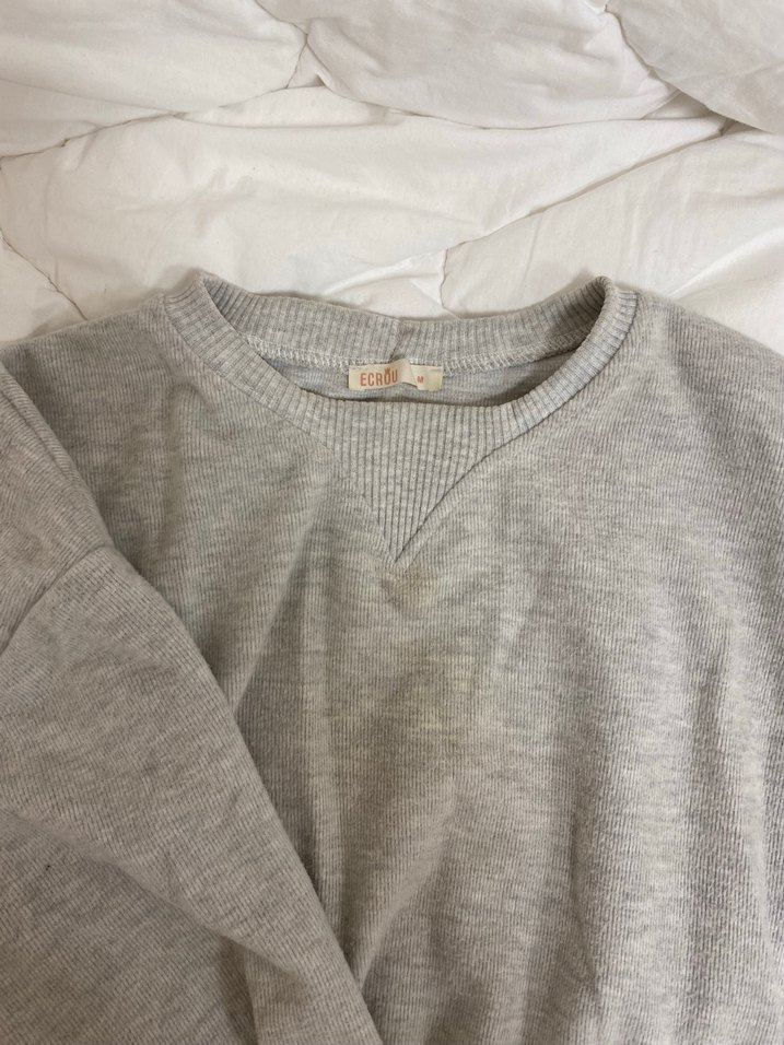 Gri Kadın Uzun Kollu Basic Sweatshirt - Görsel 3