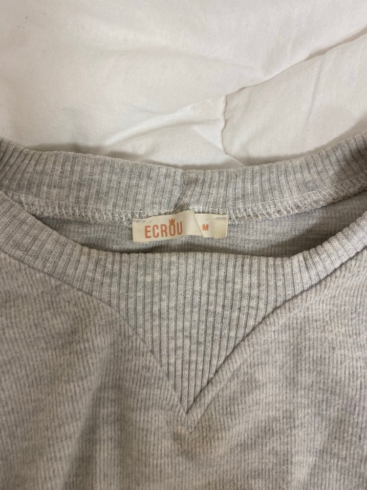 Gri Kadın Uzun Kollu Basic Sweatshirt - Görsel 2