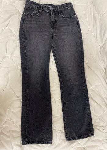 Gri Düğmeli Rahat Kesim Kadın Kot Pantolon - Görsel 2