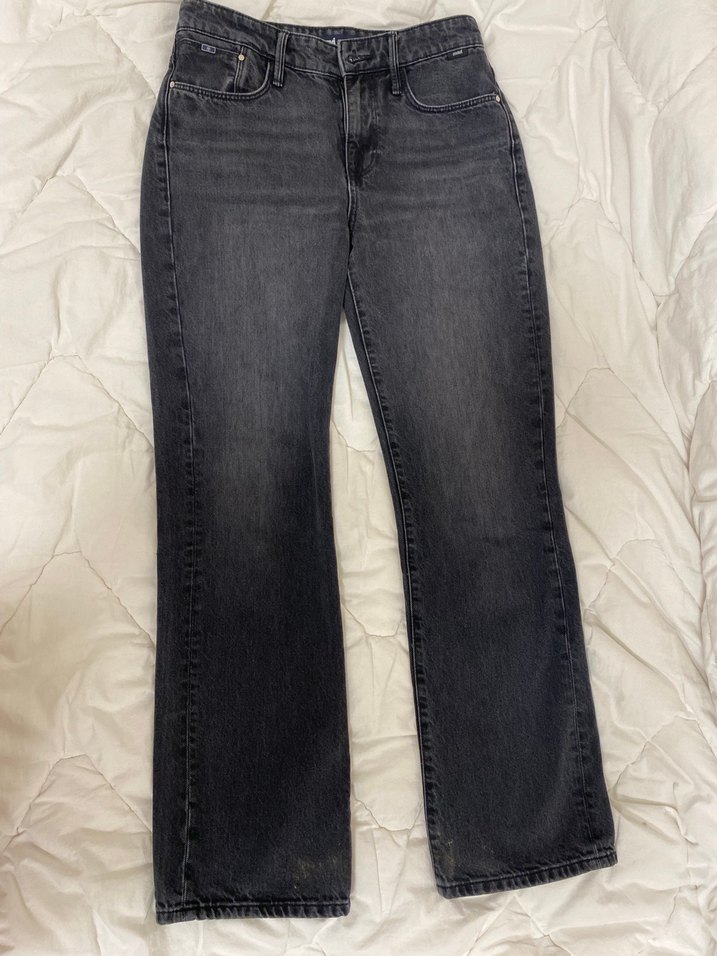 Gri Düğmeli Rahat Kesim Kadın Kot Pantolon - Görsel 2