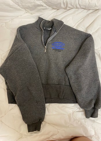 Gri Baskılı Uzun Kollu Boğazlı Sweatshirt - Görsel 3