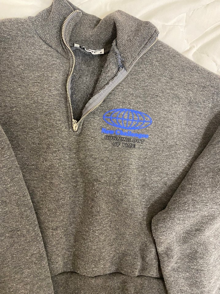 Gri Baskılı Uzun Kollu Boğazlı Sweatshirt - Görsel 5