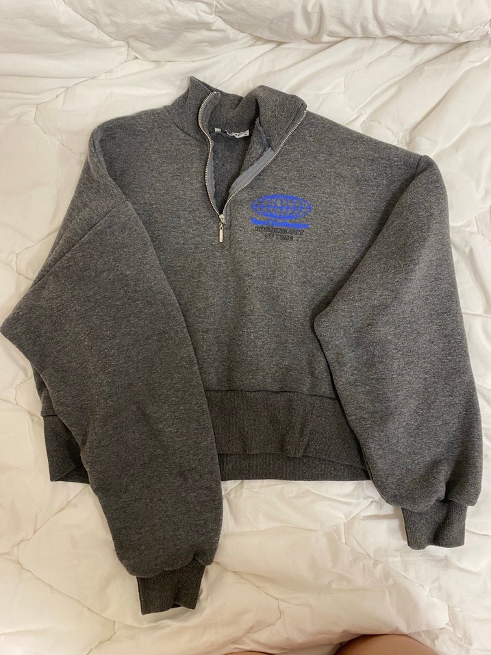 Gri Baskılı Uzun Kollu Boğazlı Sweatshirt - Görsel 3