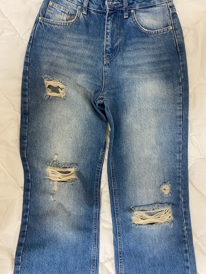 Kadın Mavi Bol Kesim Denim Jean - Görsel 2