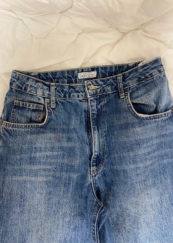 DeFacto Mavi Düğmeli Bol Kesim Kadın Kot Pantolon - Görsel 3