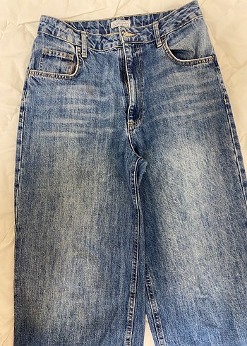 DeFacto Mavi Düğmeli Bol Kesim Kadın Kot Pantolon - Görsel 2