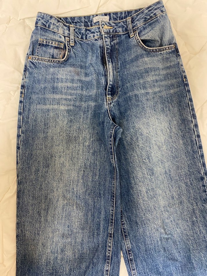 DeFacto Mavi Düğmeli Bol Kesim Kadın Kot Pantolon - Görsel 2