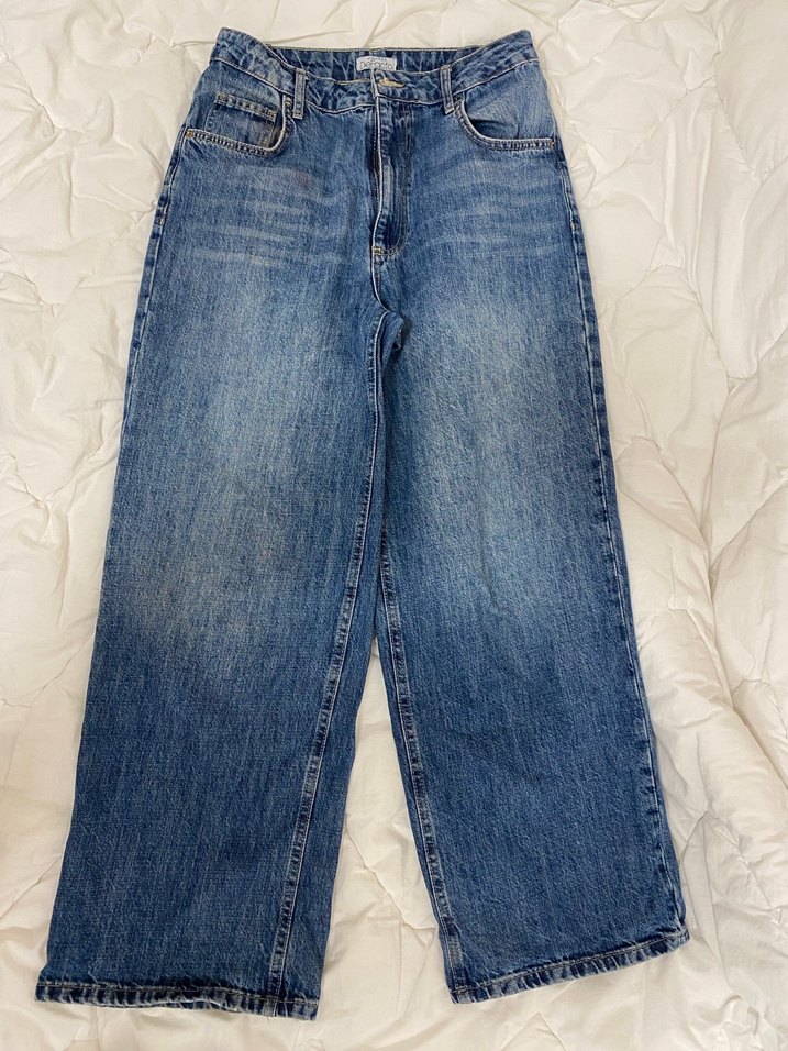 DeFacto Mavi Düğmeli Bol Kesim Kadın Kot Pantolon - Görsel 4