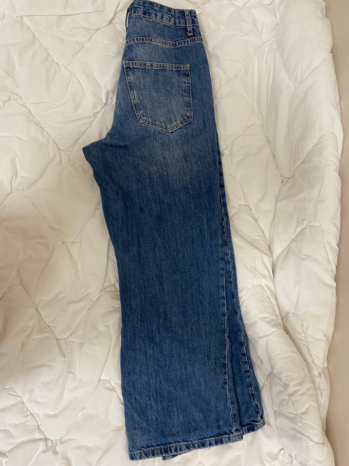 DeFacto Mavi Düğmeli Bol Kesim Kadın Kot Pantolon - Görsel 5