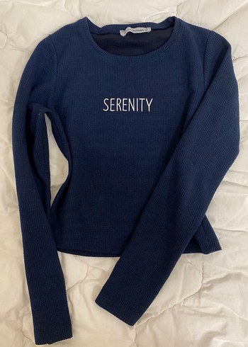 Lacivert Triko Kadın Uzun Kollu Crop Kazak - Görsel 3