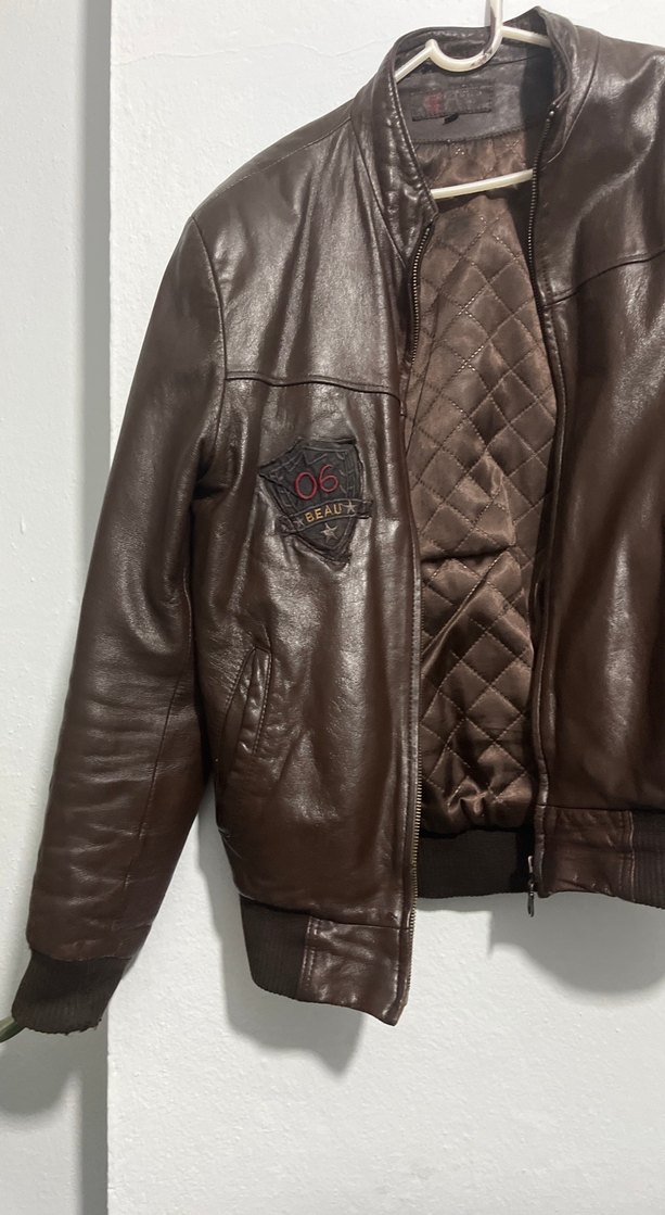 Kahverengi Deri Erkek Ceket - Görsel 3