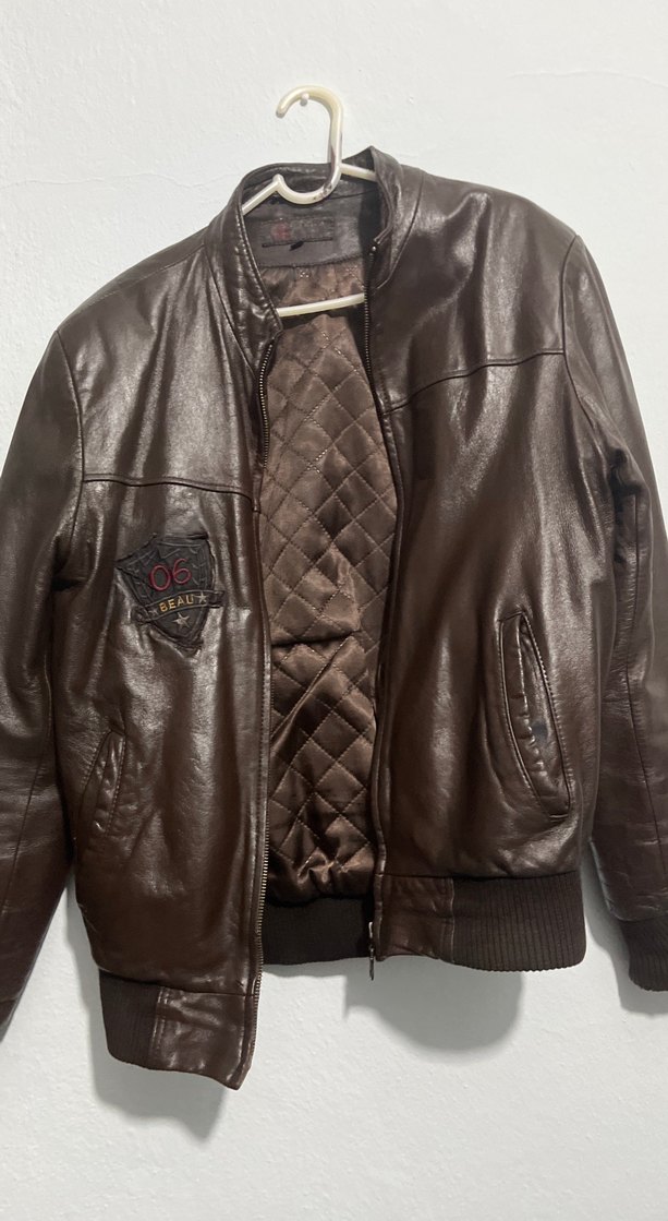 Kahverengi Deri Erkek Ceket - Görsel 2