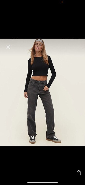 stradivarius dugme detayli bol jeans
