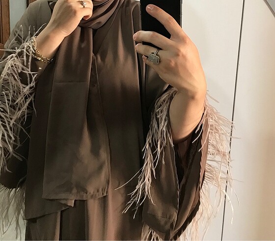 Kolları tüylü vizon abaya YEA COLLECTİON
