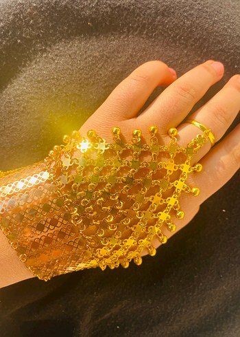 Altın Renkli Boncuklu Kadın El Zinciri - Görsel 3