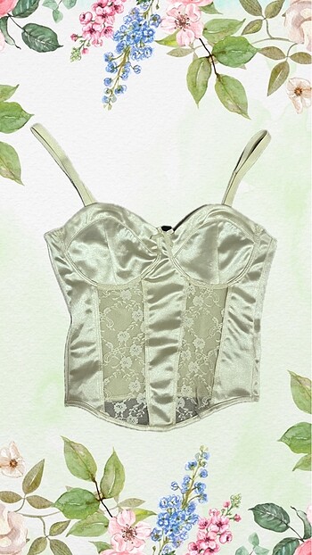 H&M Coquette Saten dantelli askılı crop