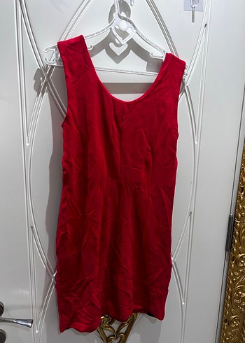 Kırmızı Siyah Midi Kolsuz Kadın elbise - Görsel 3