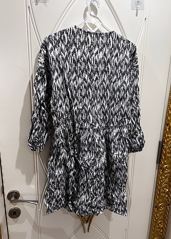 Bohem Gri  V Yaka mini elbise - Görsel 3