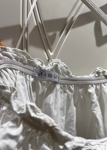 Nakışlı Beyaz omuzu açık Bohem Mini elbise - Görsel 2