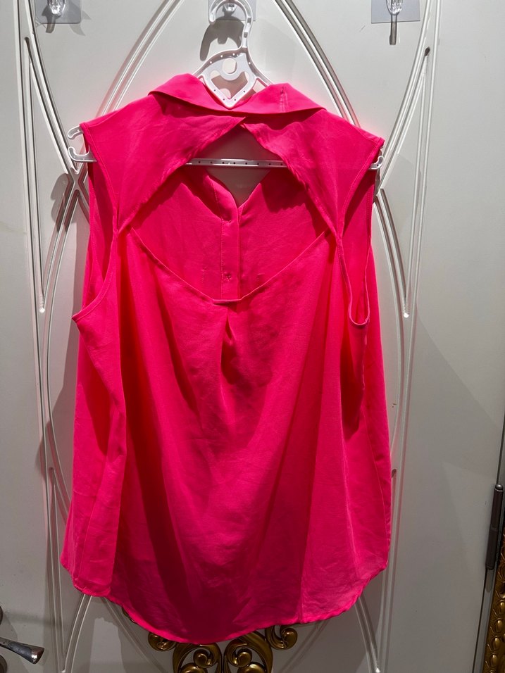 Pembe Parlak Saten Gömlek - Görsel 3