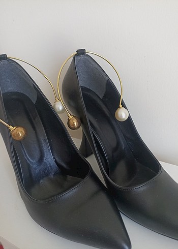 Bambi Siyah Stiletto Topuklu Kadın Ayakkabı