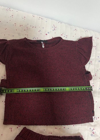 7 Yaş Beden Bordo Kız cocuk Fırfırlı Kısa Kollu Takım