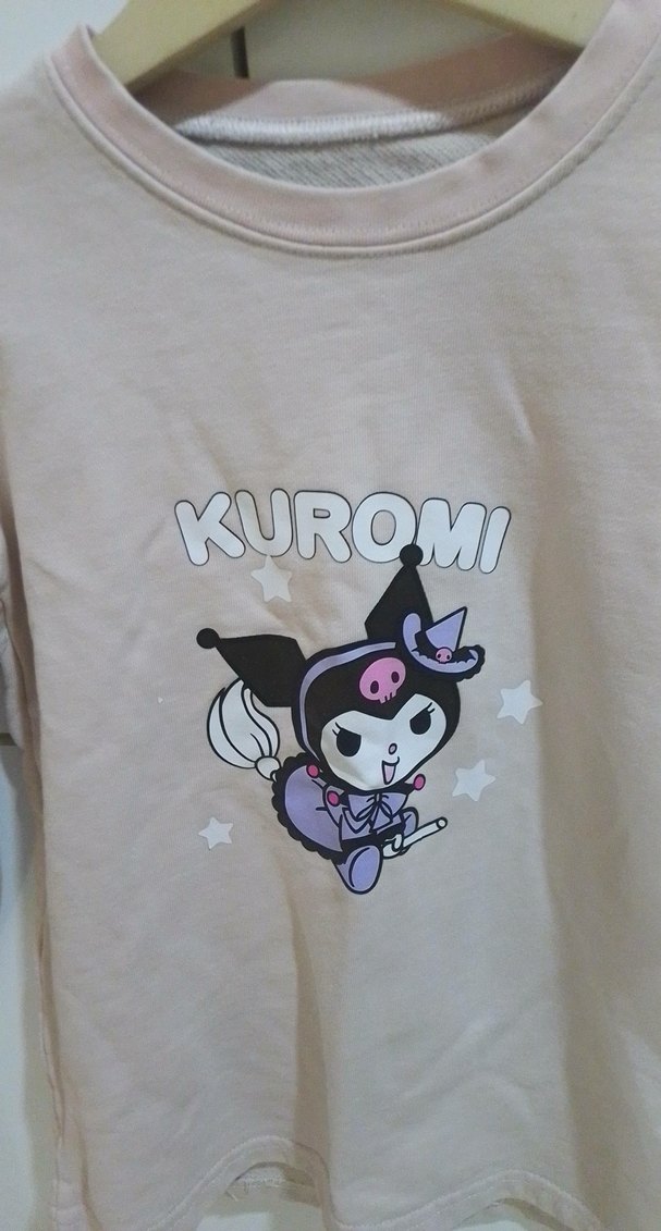 Kız Çocuk Bej Kuromi Baskılı Uzun Kollu Tişört - Görsel 2