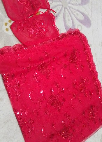 Kız Çocuk Renkli Dantel Nakışlı Eldiven - Görsel 3