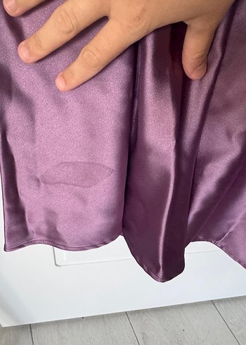 Mor Uzun Drapeli Straplez Abiye Elbise - Görsel 6