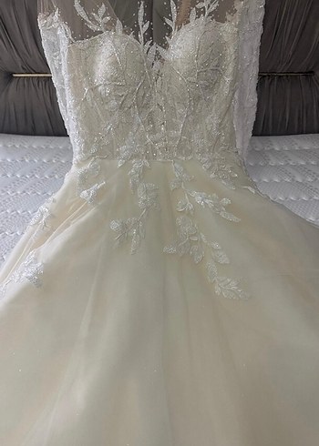 Uzun Kollu Straplez Prenses Gelinlik - Görsel 5