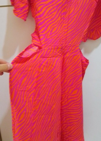 Pembe Renkli Robalı Kısa Kadın Elbise - Görsel 6