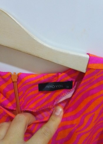 Pembe Renkli Robalı Kısa Kadın Elbise - Görsel 4