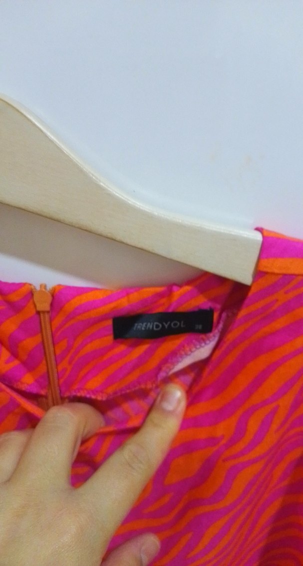 Pembe Renkli Robalı Kısa Kadın Elbise - Görsel 4