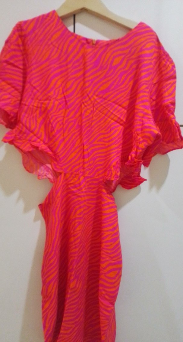 Pembe Renkli Robalı Kısa Kadın Elbise - Görsel 3