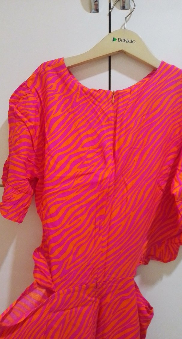 Pembe Renkli Robalı Kısa Kadın Elbise - Görsel 5