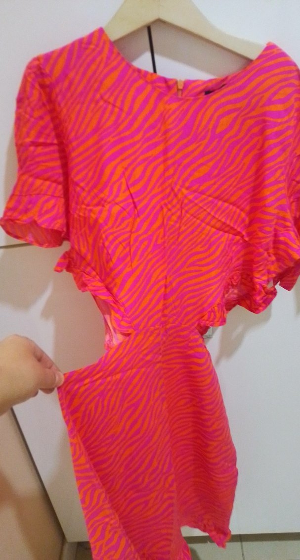 Pembe Renkli Robalı Kısa Kadın Elbise - Görsel 2