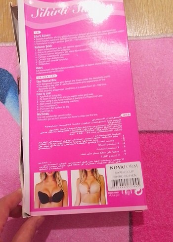 Pembe Baskılı Sihirli Straplez Sütyen - Görsel 2