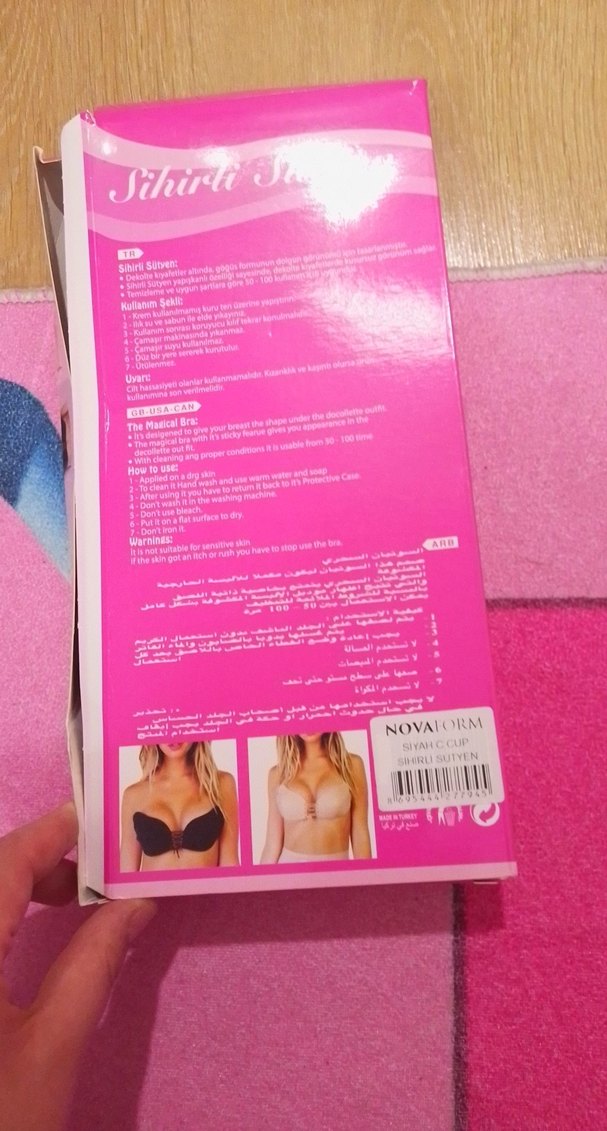 Pembe Baskılı Sihirli Straplez Sütyen - Görsel 2