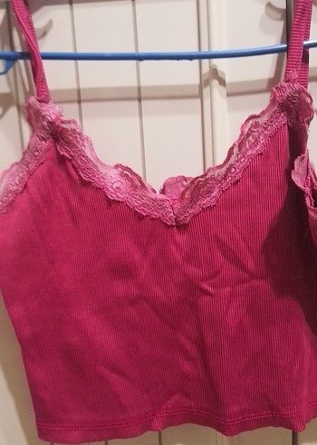 Dantel Detaylı Pembe V Yaka Atlet - Görsel 2