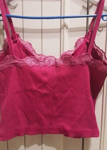 Dantel Detaylı Pembe V Yaka Atlet - Görsel 3