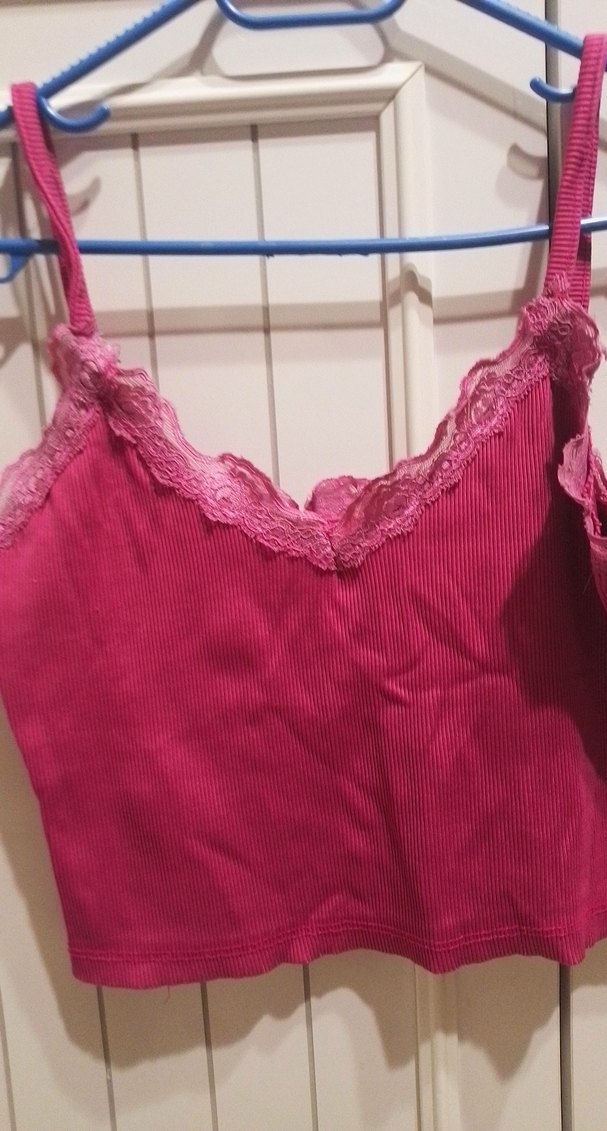 Dantel Detaylı Pembe V Yaka Atlet - Görsel 2