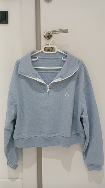 l Beden mavi Renk bebek mavisi sweatshirt fermuarlı