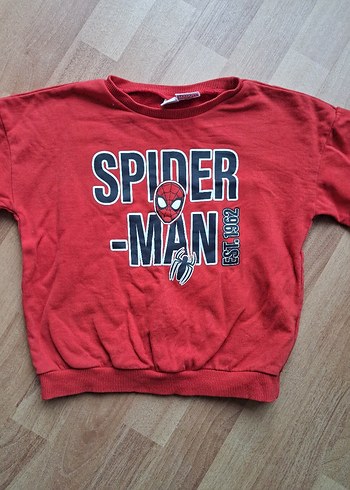 Erkek Çocuk Kırmızı Örme Spider-Man Sweatshirt - Görsel 3